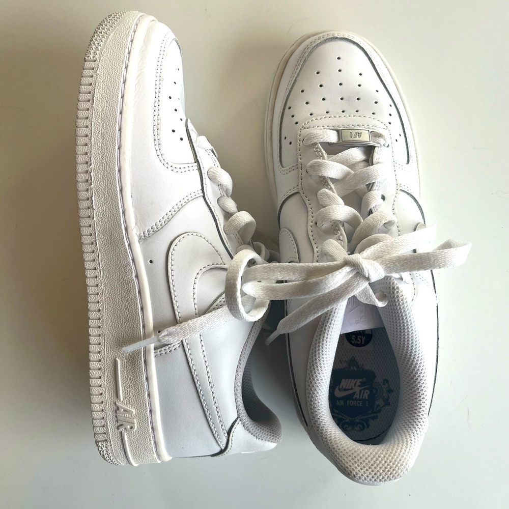 Nike Air Force 1- White on White Boys Size 5.5